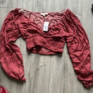 PacSun Red Crop Blouse